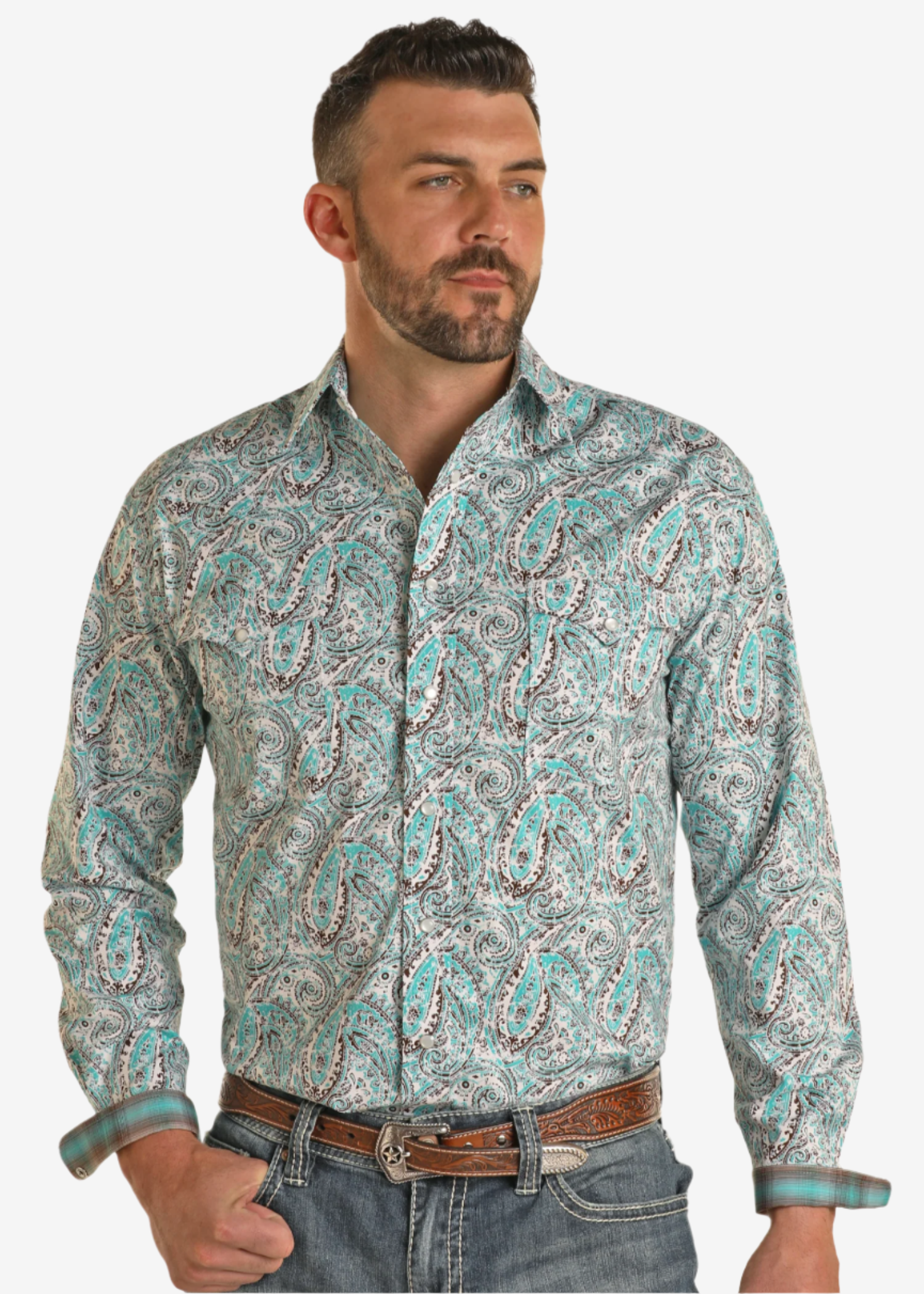 Rough Stock Large Paisley Long Sleeve Snap Shirt