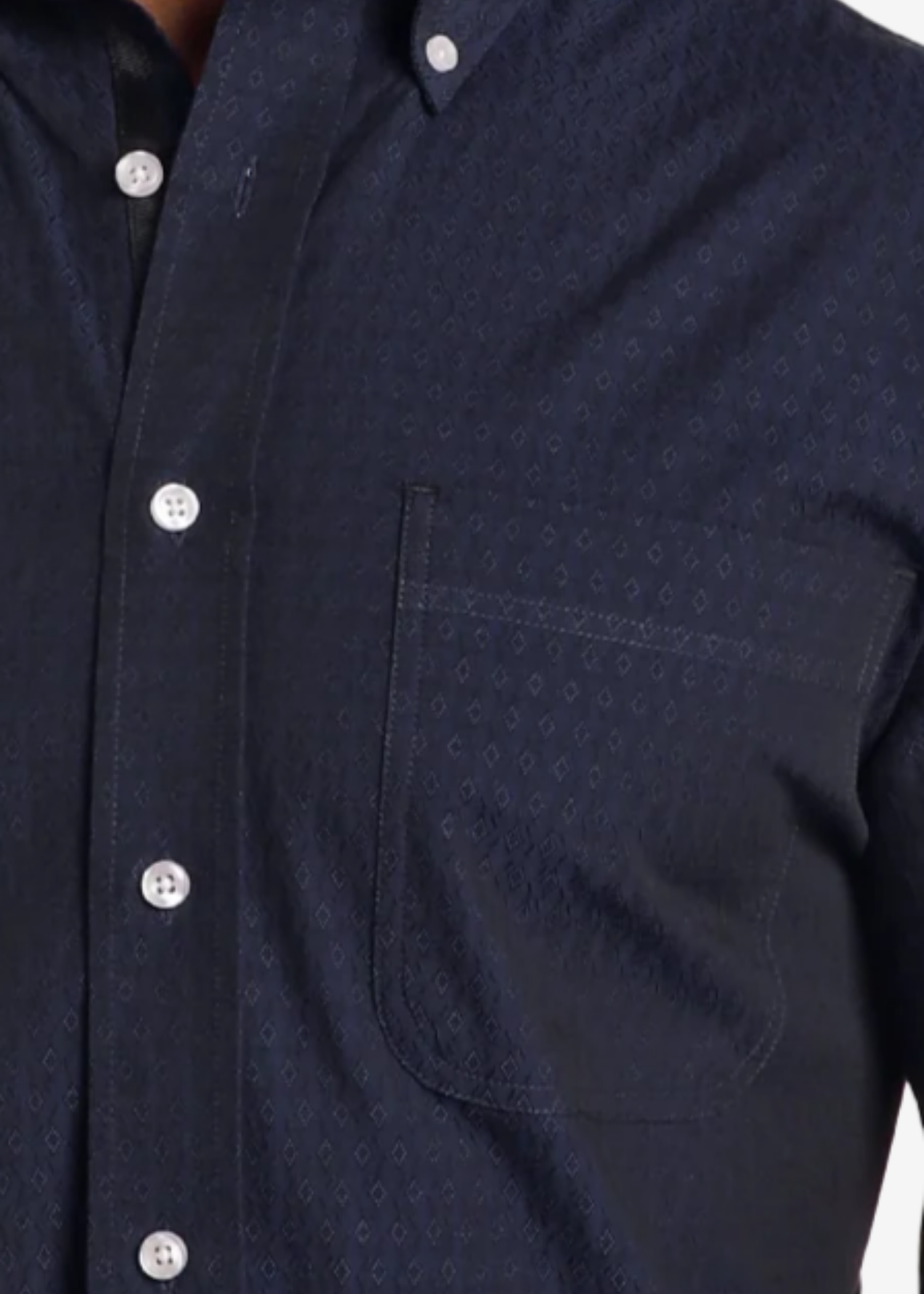 Rough Stock Blue Dobby Long Sleeve Button Down Shirt