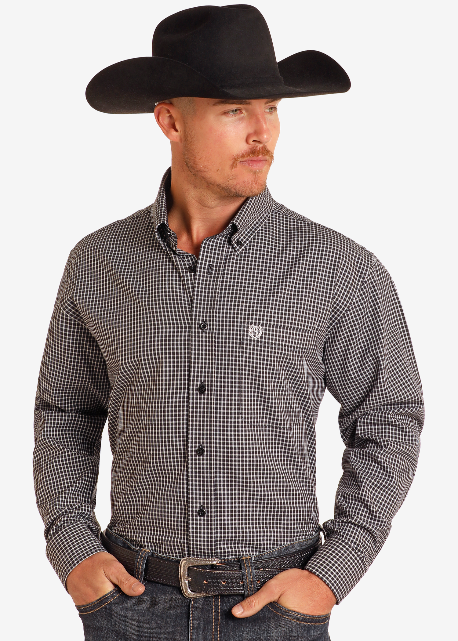 Black Check Long Sleeve Button Down Shirt