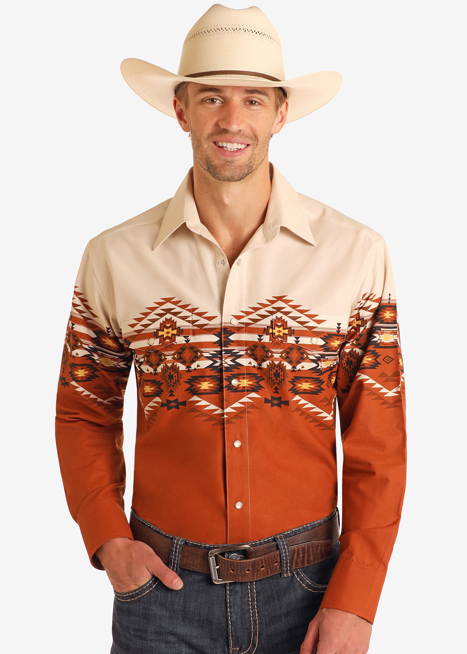 Aztec Print Border Shirt