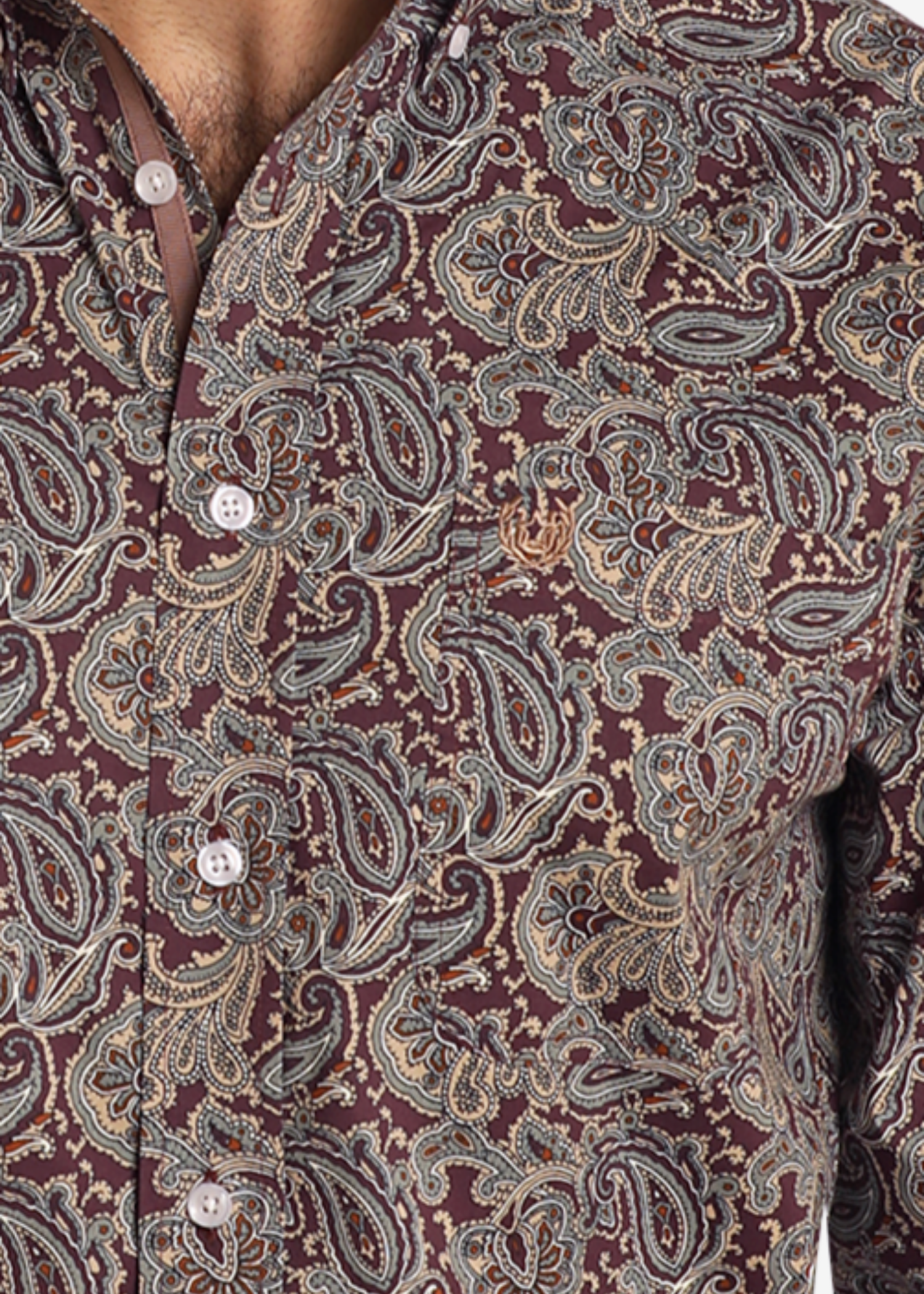 Rough Stock Purple Paisley Long Sleeve Button Down Shirt