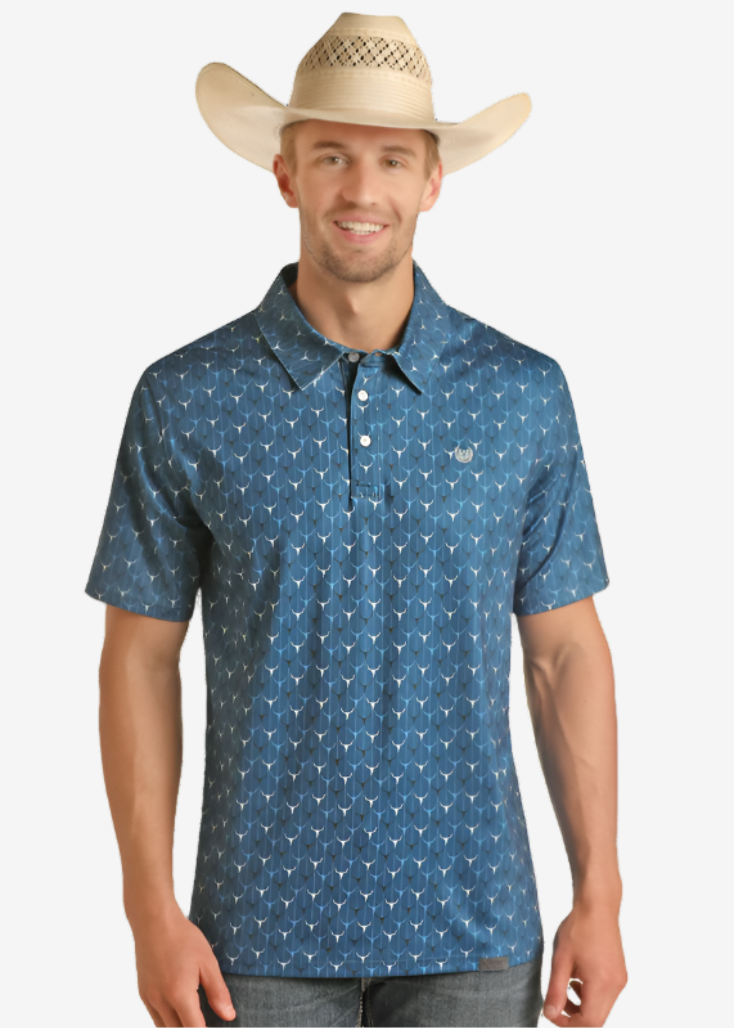 Longhorn Print Performance Polo