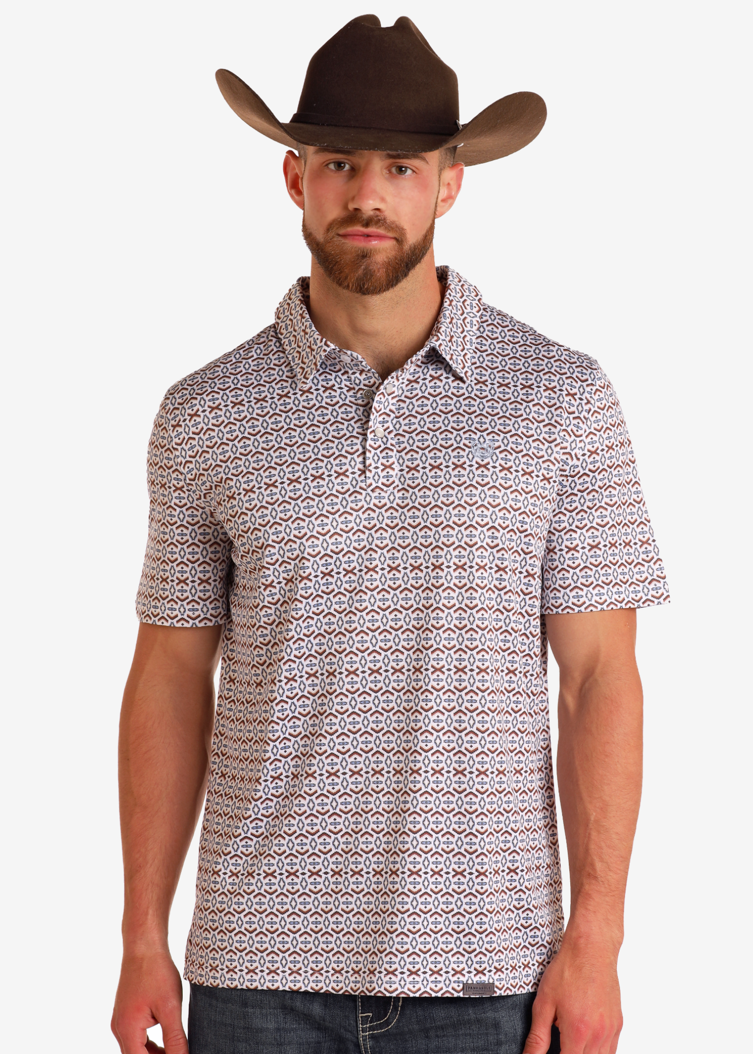 Small Aztec Print Performance Polo