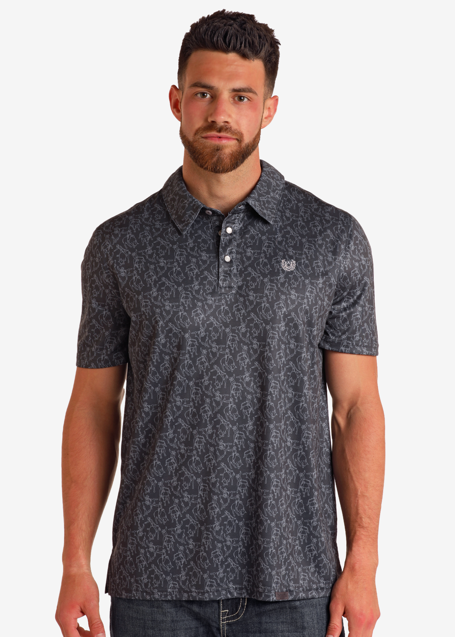 Black Rodeo Novelty Performance Polo