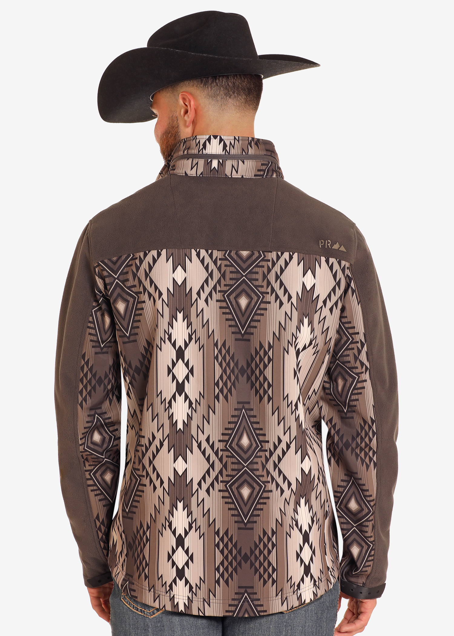 Brown Aztec Printed Softshell Jacket