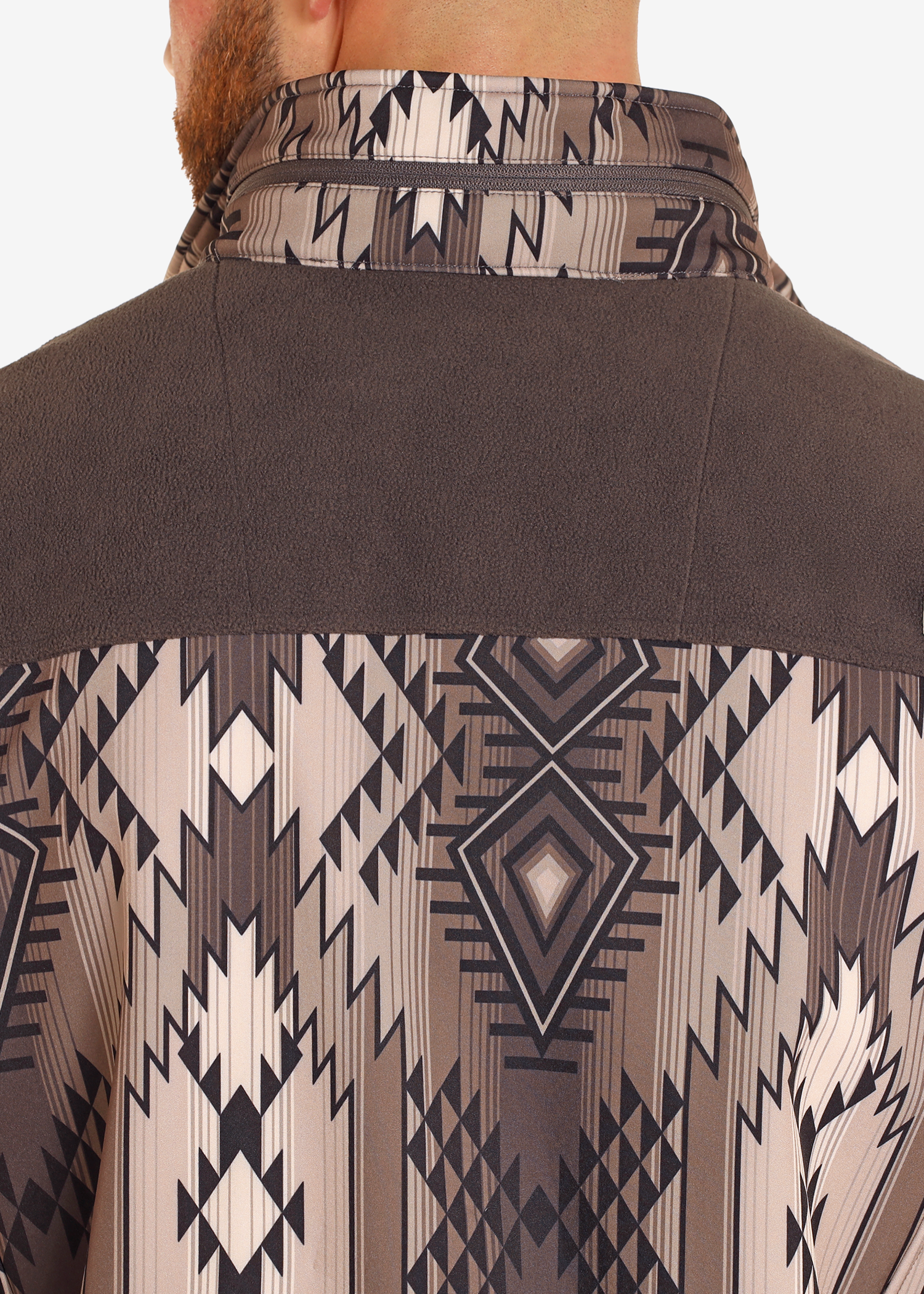 Brown Aztec Printed Softshell Jacket