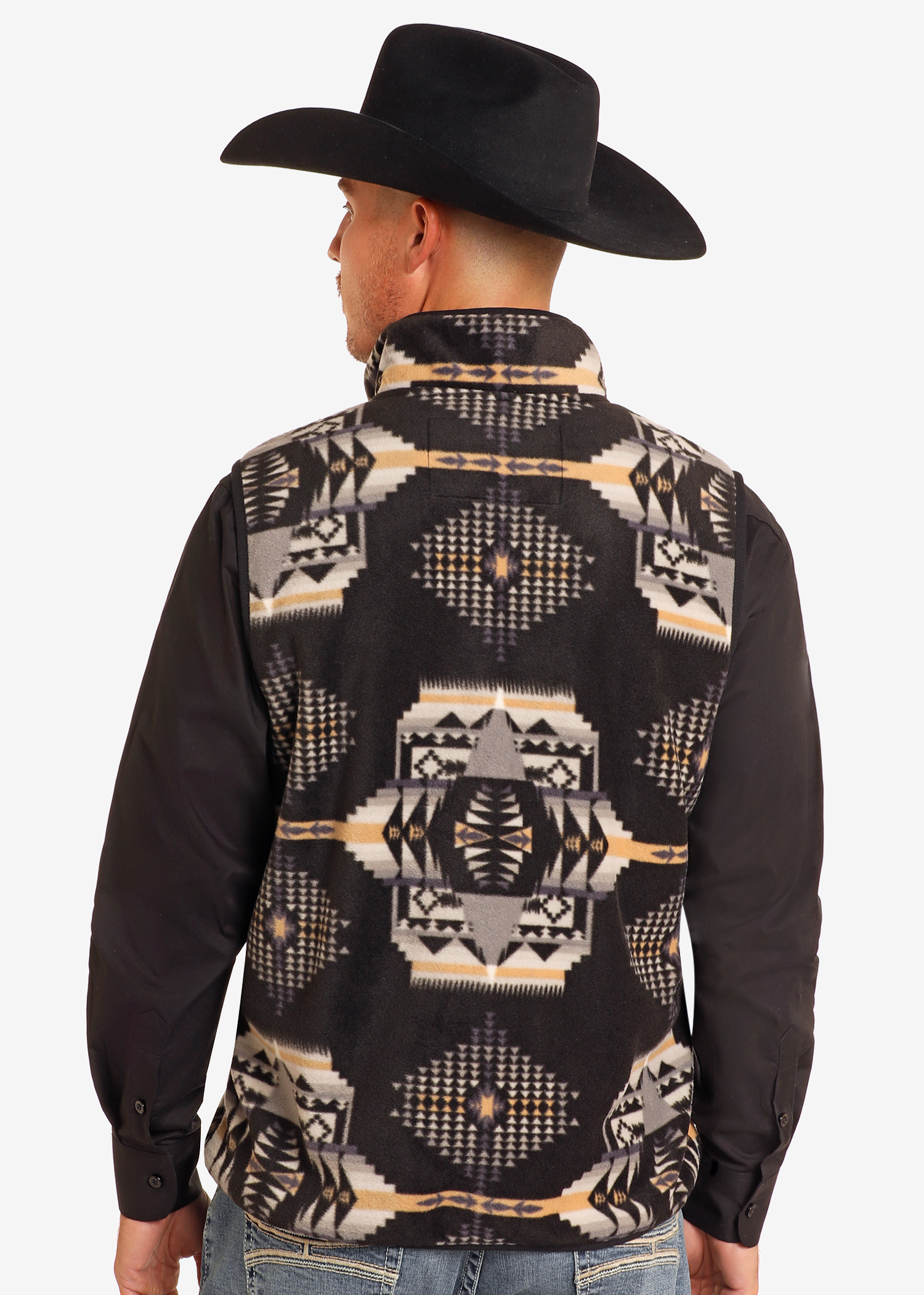 Black Aztec Fleece Vest