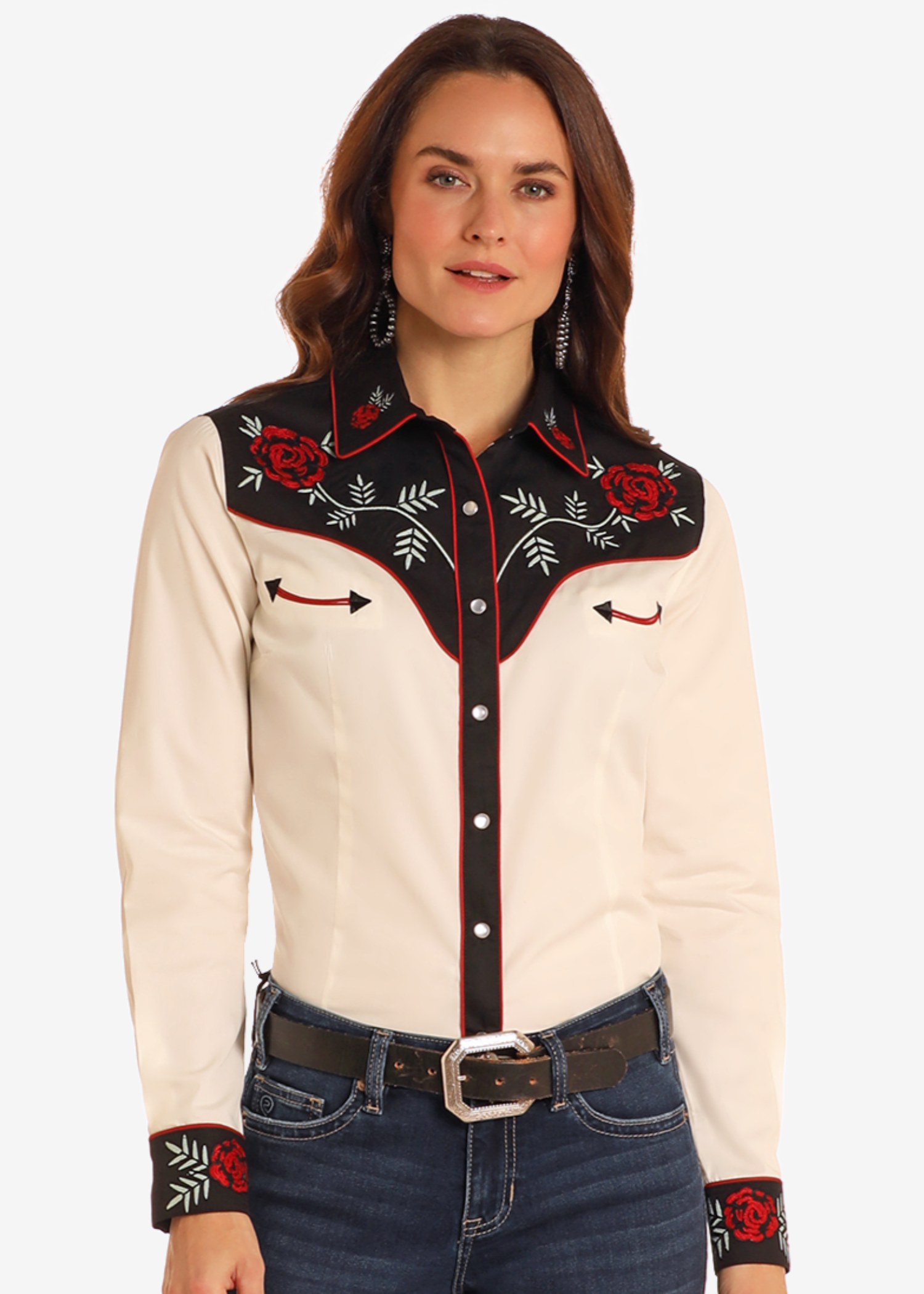 Collared Retro Long Sleeve Snap Shirt