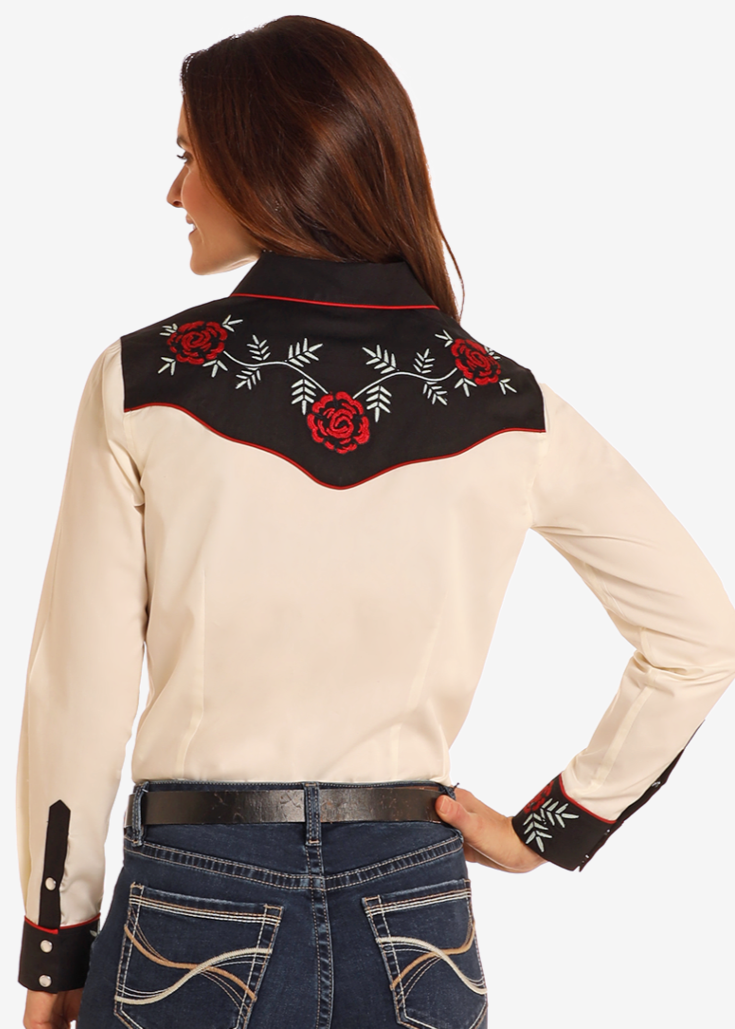 Collared Retro Long Sleeve Snap Shirt