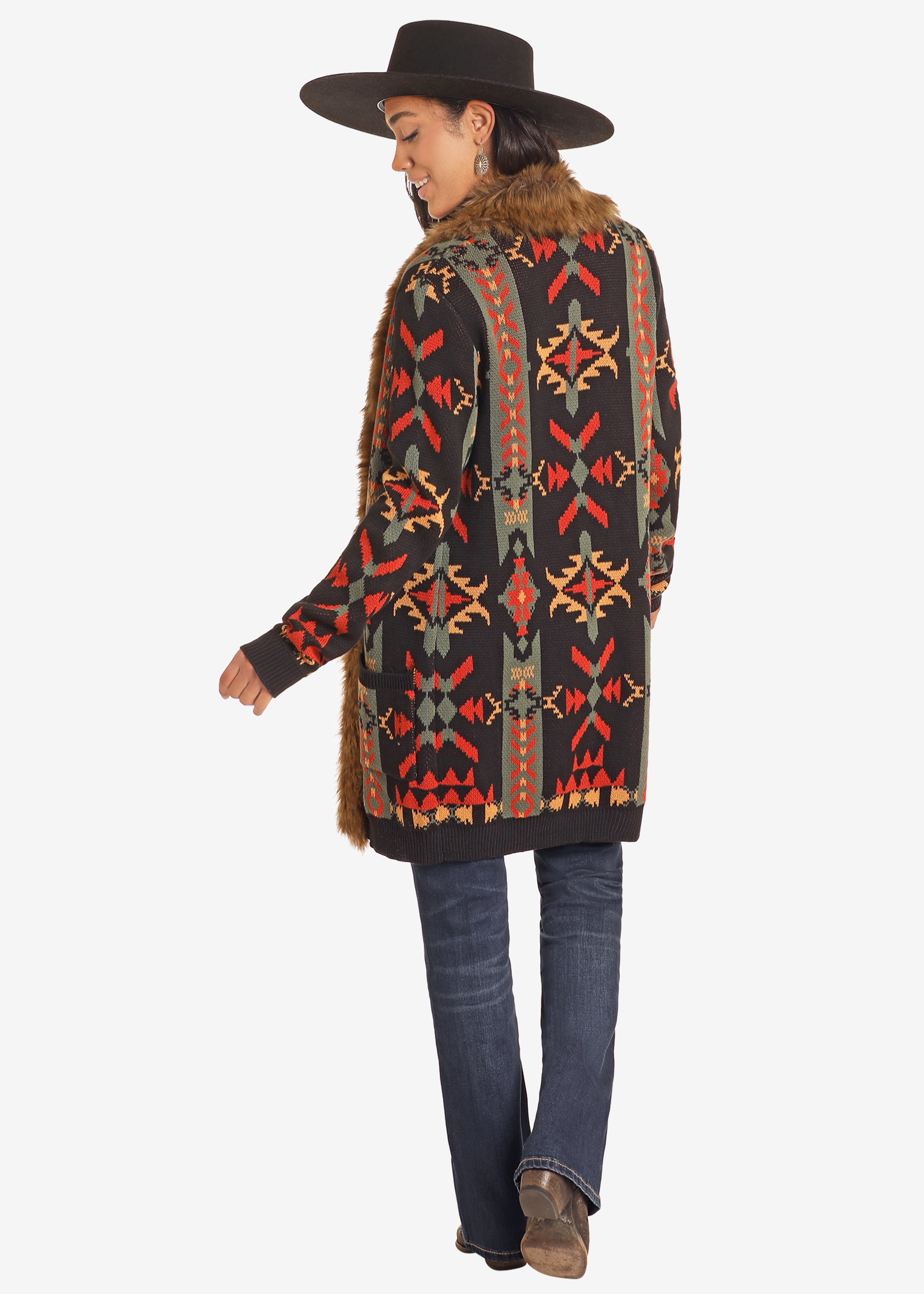 Southwest Fur Trim Cardigan