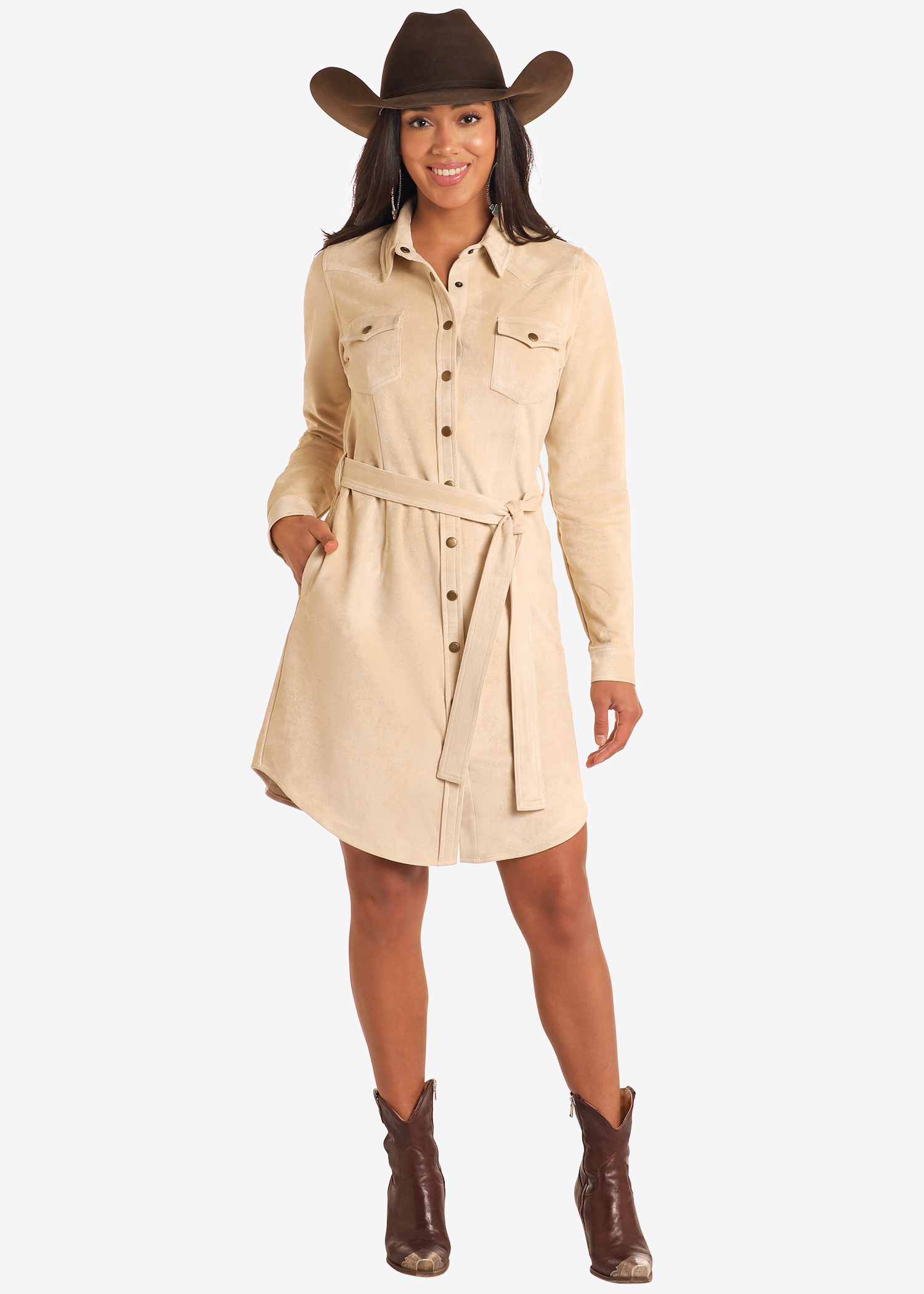 Microsuede Shirt Dress