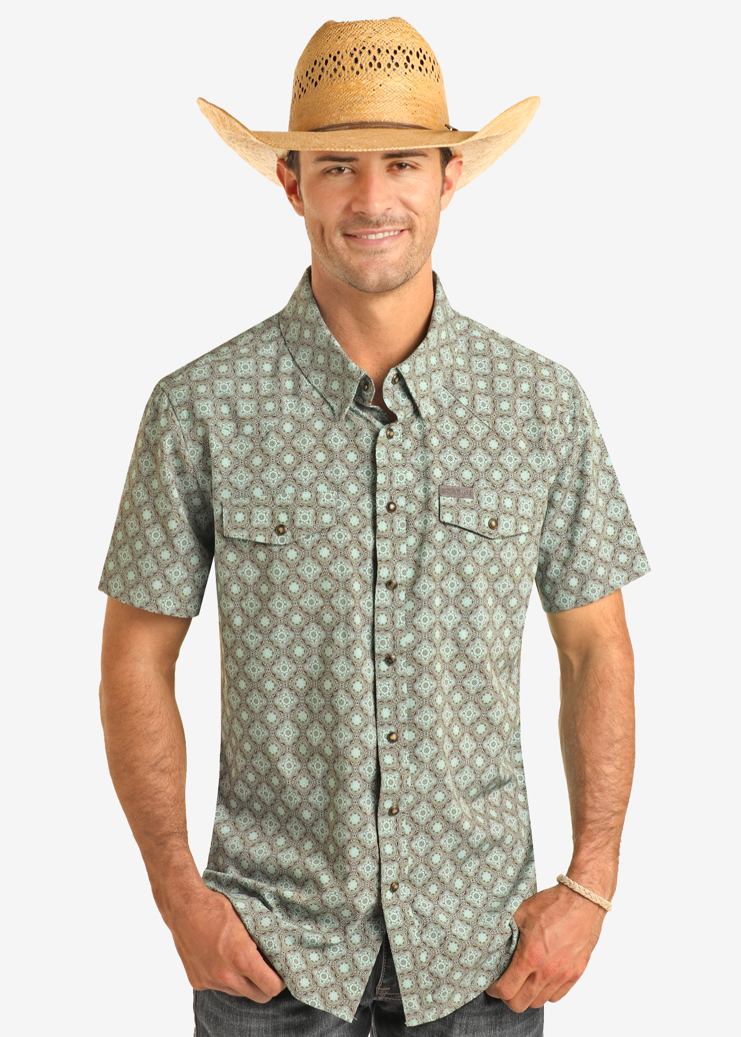 Medallion Short Sleeve Snap Performance Shirt