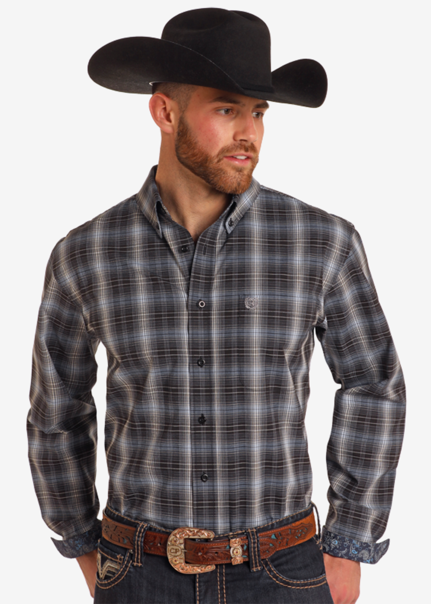 Blue Plaid Long Sleeve Snap Shirt