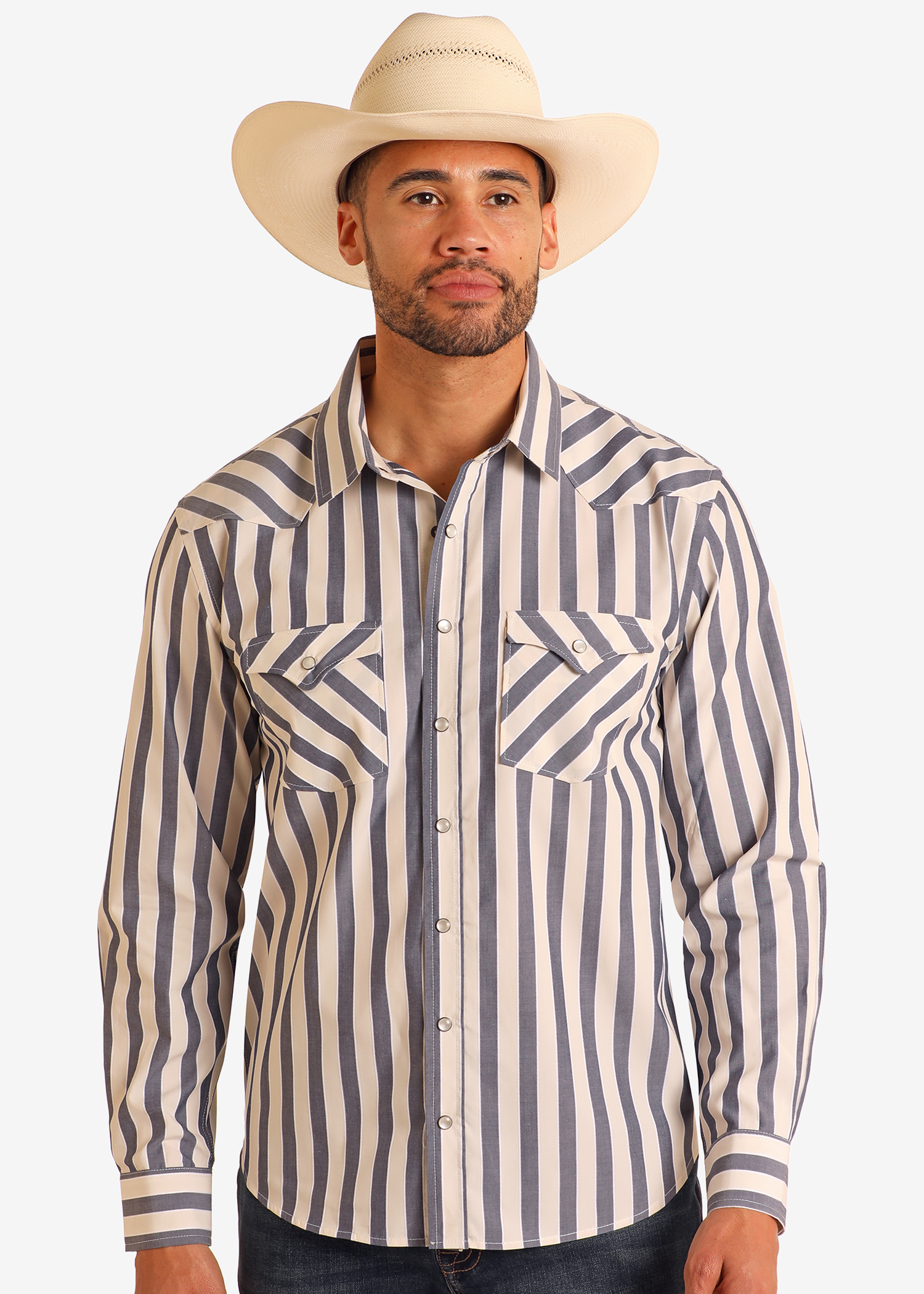 Modern Vintage Dobby Striped Long Sleeve Snap Shirt