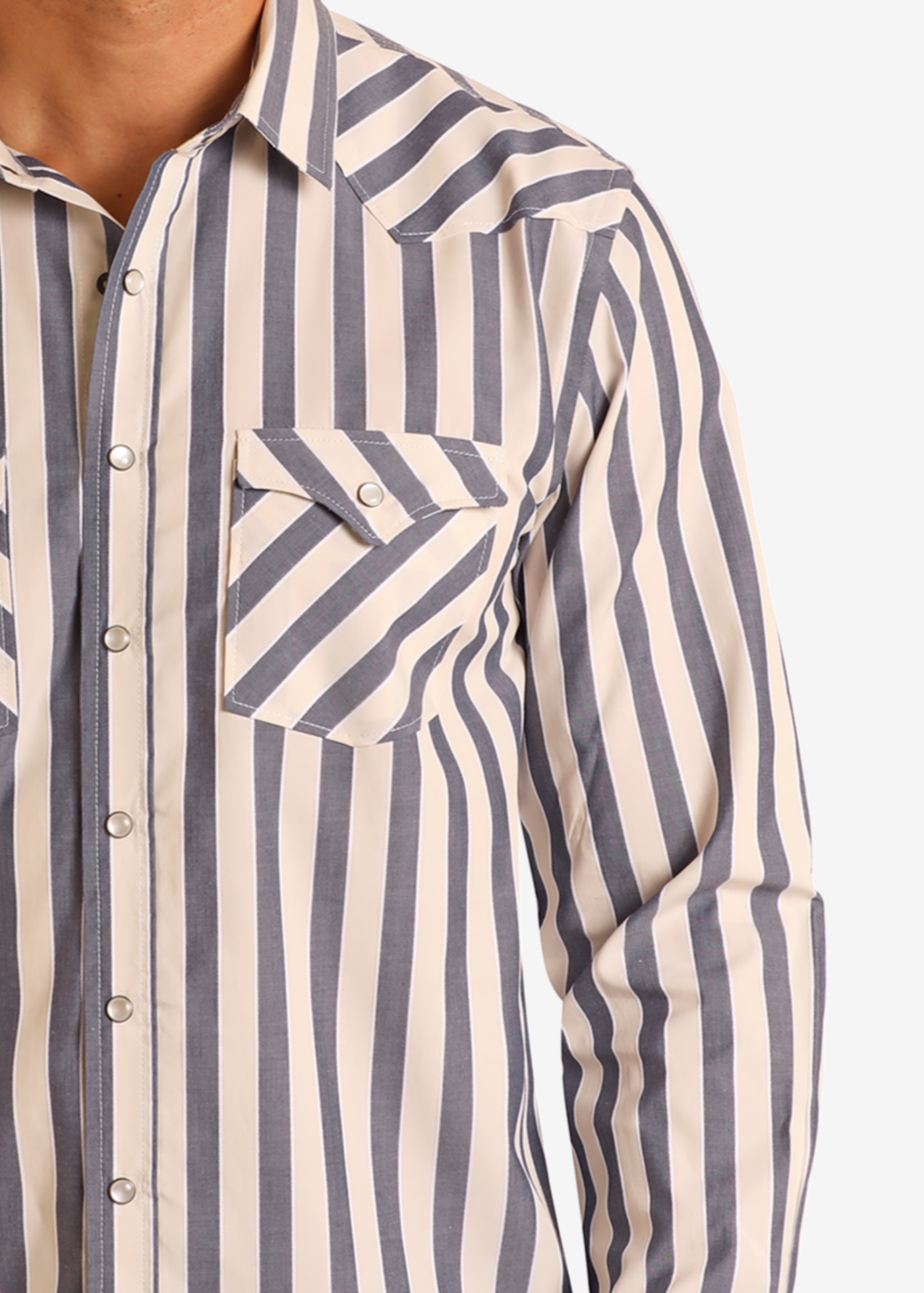 Modern Vintage Dobby Striped Long Sleeve Snap Shirt