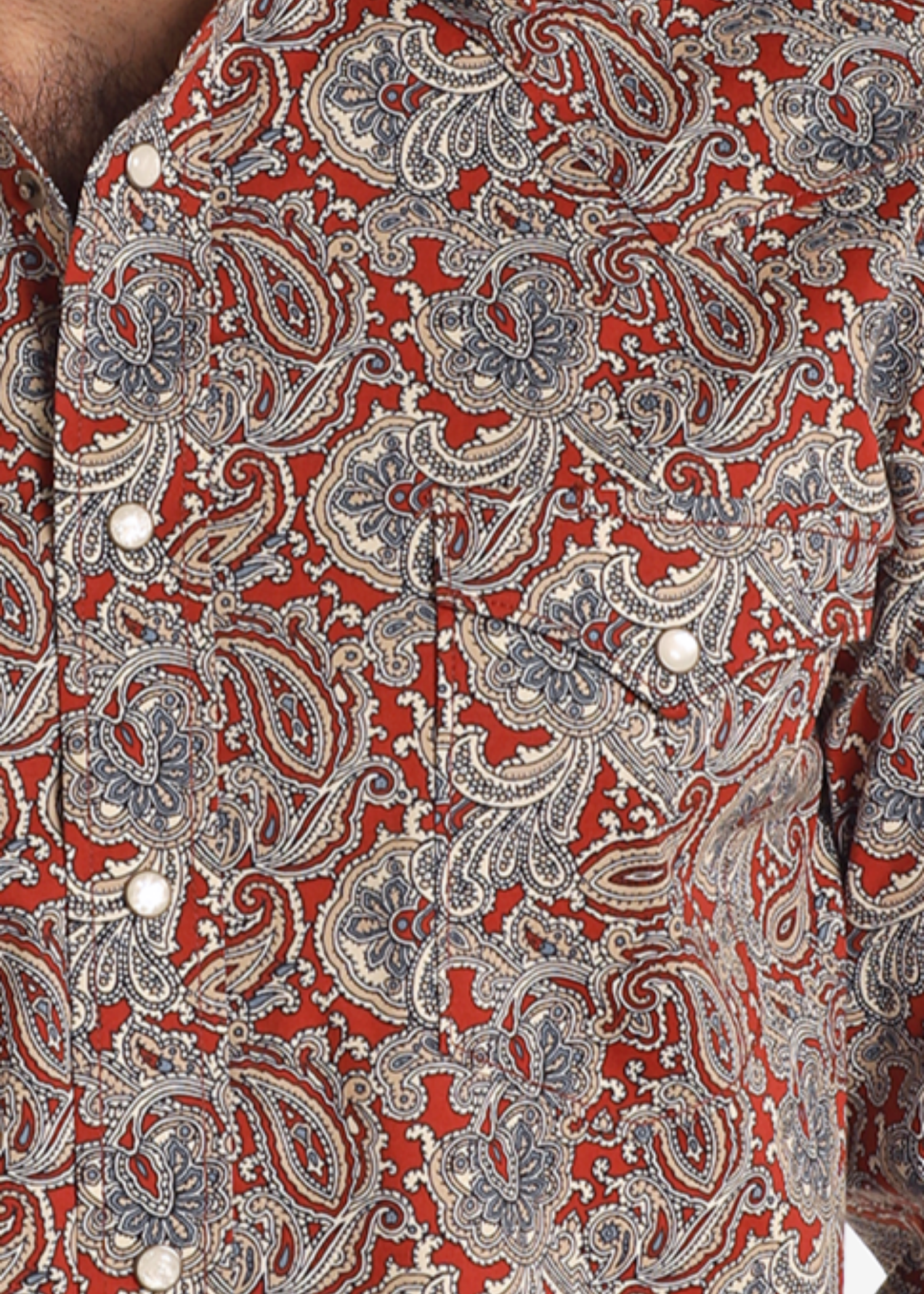 Rough Stock Rust Paisley Long Sleeve Snap Shirt