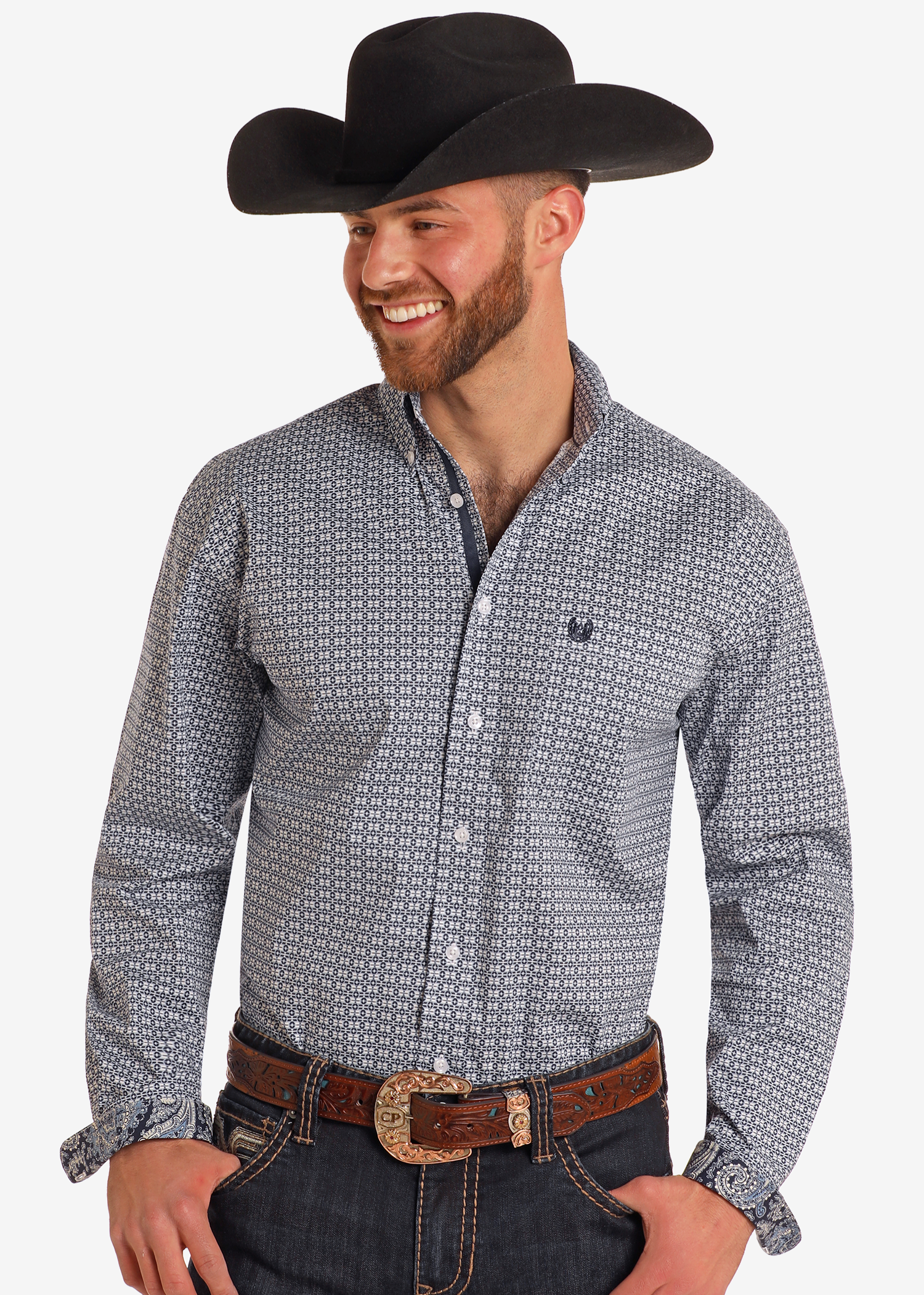 Rough Stock Diamond Geo Long Sleeve Button Down Shirt