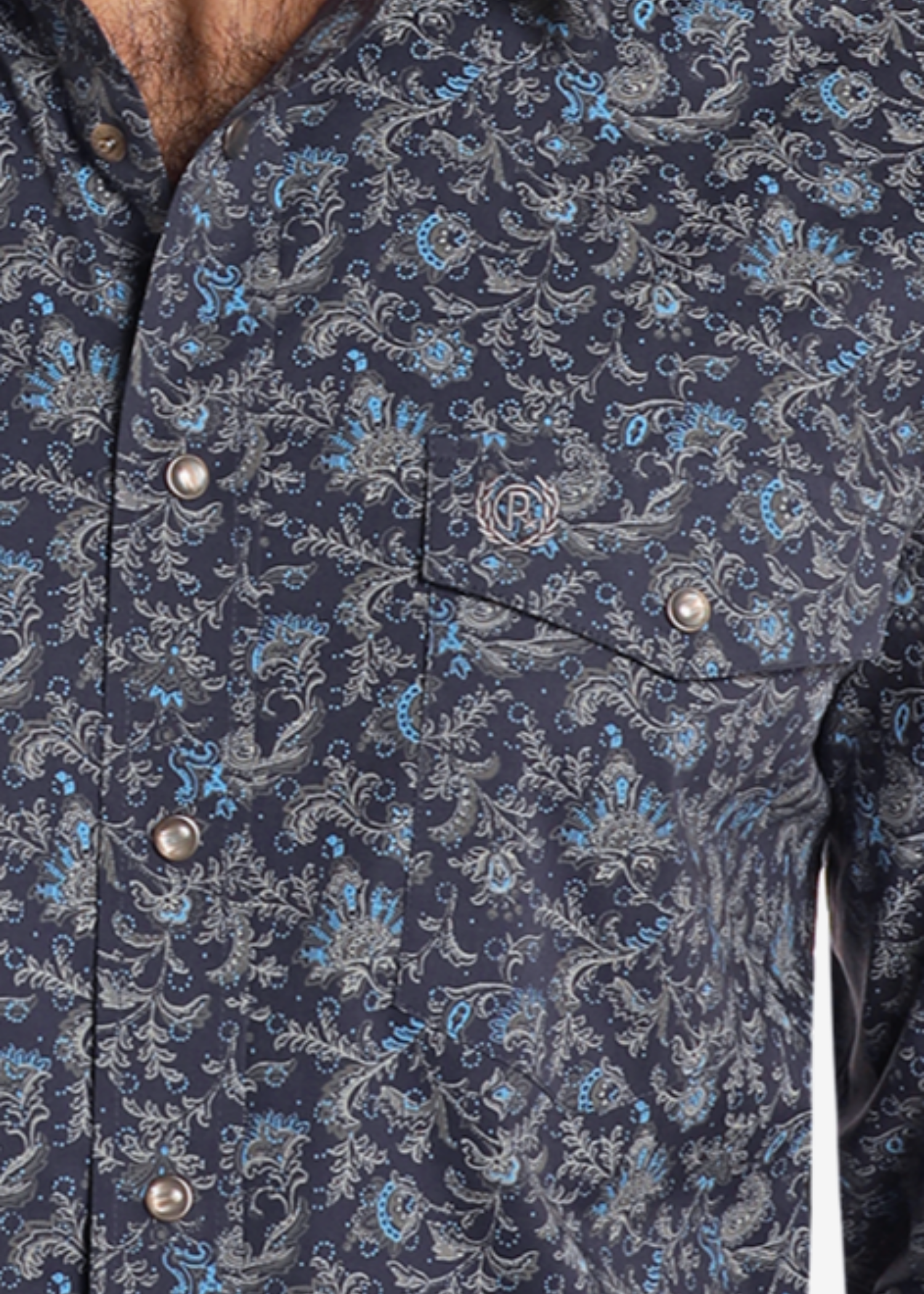 Blue Paisley Long Sleeve Snap Shirt