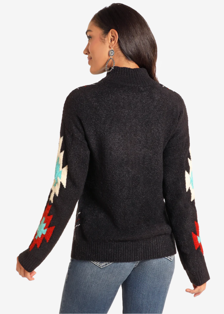 Southwestern Mock Neck Sweater