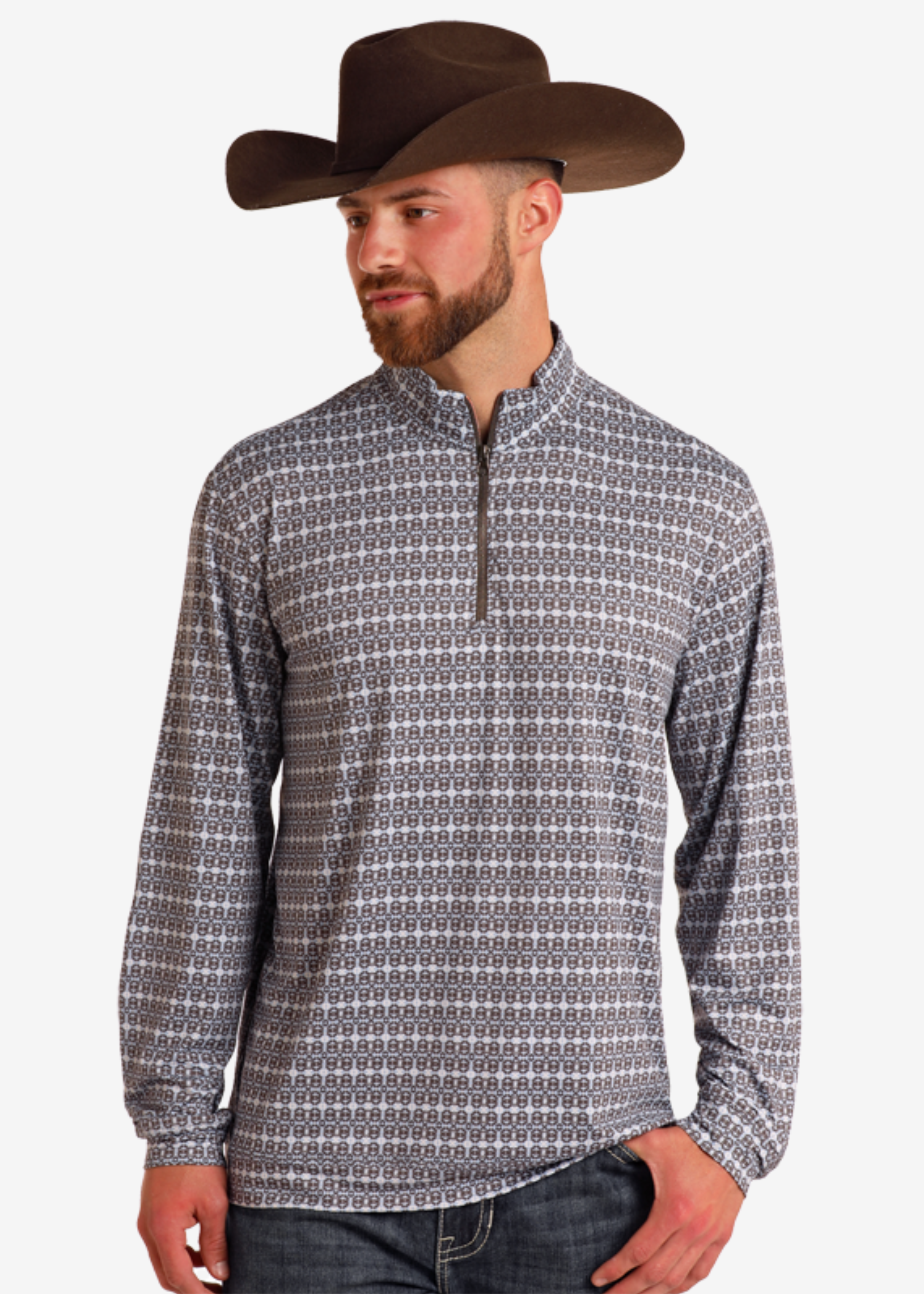 Geometric Print Performance Pullover